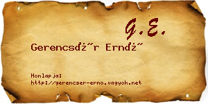Gerencsér Ernő névjegykártya